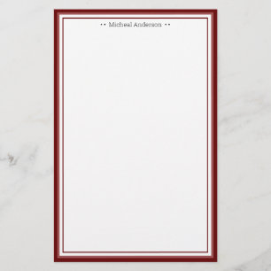 Monogram Simple Wine Border Classic Personalised Stationery
