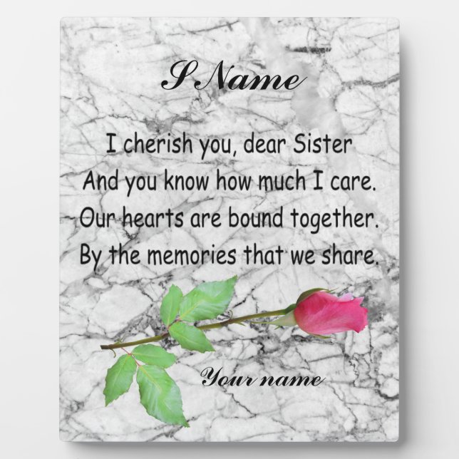 MONOGRAM SISTER QUOTE PLAQUE (Front)