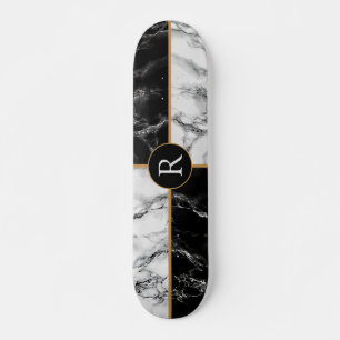 Monogram Skateboard Black and White Check Marble