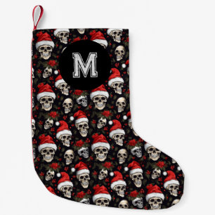 Monogram Skull Santa Xmas Gothic  Small Christmas Stocking