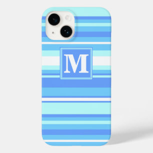 Monogram sky blue stripes Case-Mate iPhone 14 case