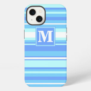 Monogram sky blue stripes Case-Mate iPhone case