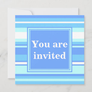Monogram sky blue stripes invitation