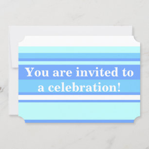 Monogram sky blue stripes invitation