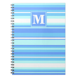 Monogram sky blue stripes notebook