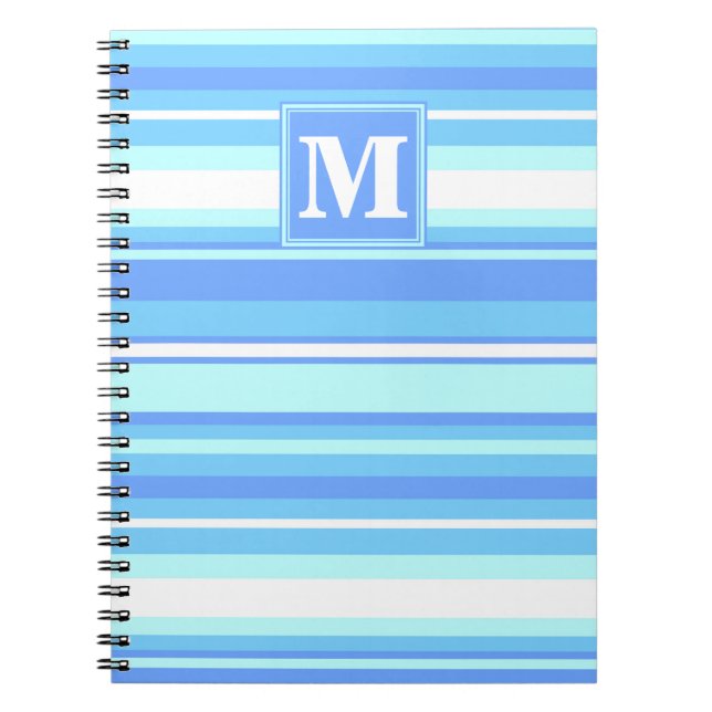 Monogram sky blue stripes notebook (Front)