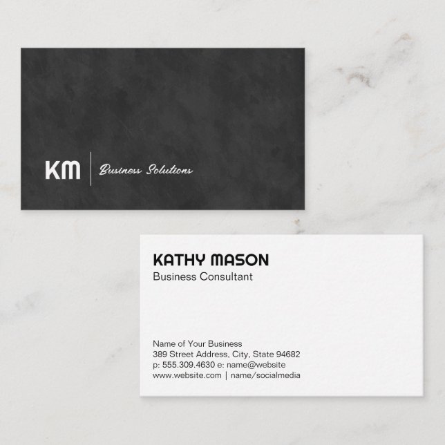 Monogram | Sleek Black Texture Business Card (Front/Back)