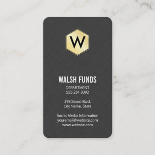 Monogram   Sleek   Linen   Gold Business Card