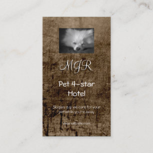 Monogram, Sleeping Pomeranian Puppy, leather-look Business Card