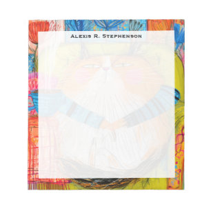 Monogram Smug Orange Tabby Cat Drinking Coffee Notepad