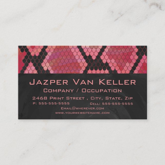 Monogram Snake Black and Red Print Business Card (Front)