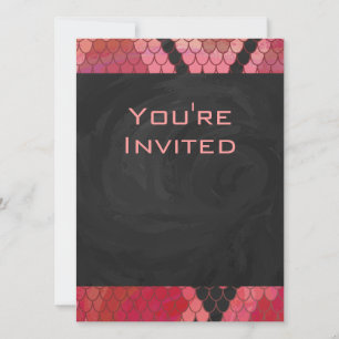 Monogram Snake Black and Red Print Invitation