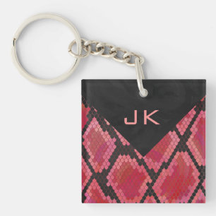 Monogram Snake Black and Red Print Key Ring