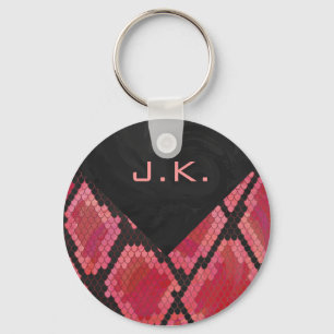Monogram Snake Black and Red Print Key Ring