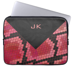 Monogram Snake Black and Red Print Laptop Sleeve