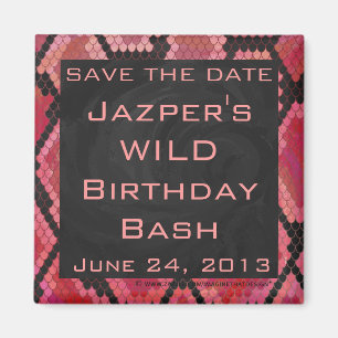 Monogram Snake Black and Red Print Magnet