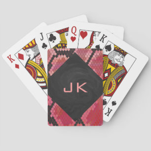 Monogram Snake Black and Red Print Playing Cards