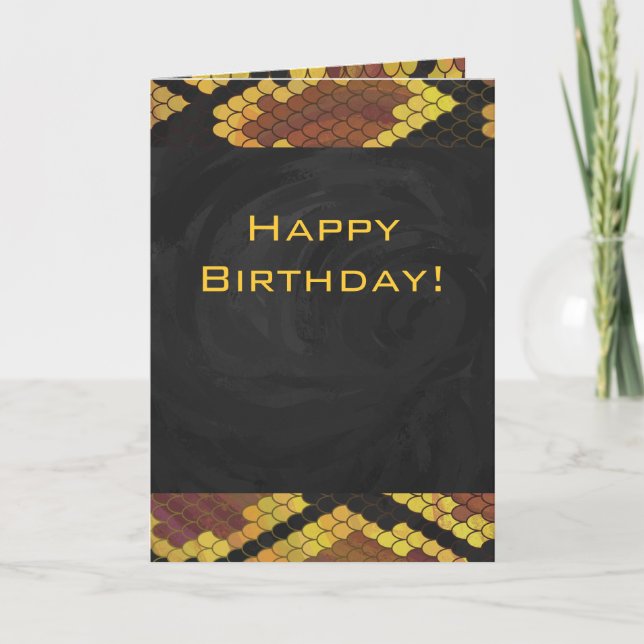 Monogram Snake Brown and Gold Print Card (Front)