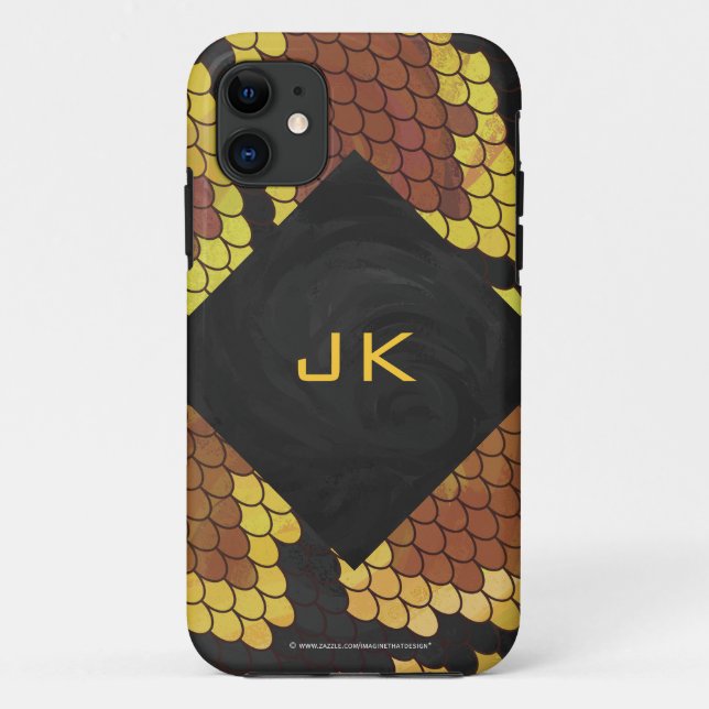 Monogram Snake Brown and Gold Print Case-Mate iPhone Case (Back)