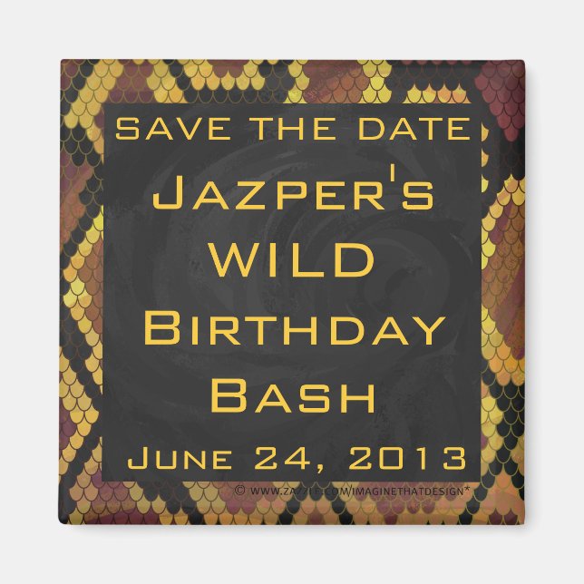 Monogram Snake Brown and Gold Print Magnet (Front)