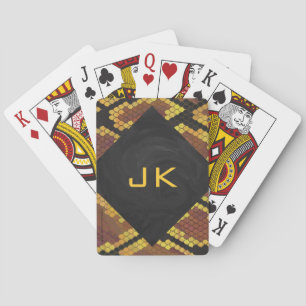 Monogram Snake Brown and Gold Print Playing Cards