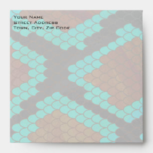 Monogram Snake Brown and Teal Print Envelope