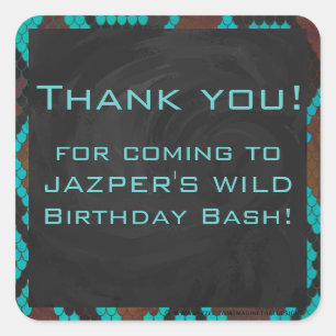 Monogram Snake Brown and Teal Print Square Sticker