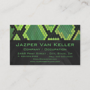 Monogram Snake Green and Black Business Card