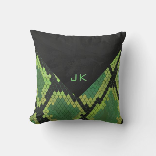 Monogram Snake Green and Black Cushion (Front)