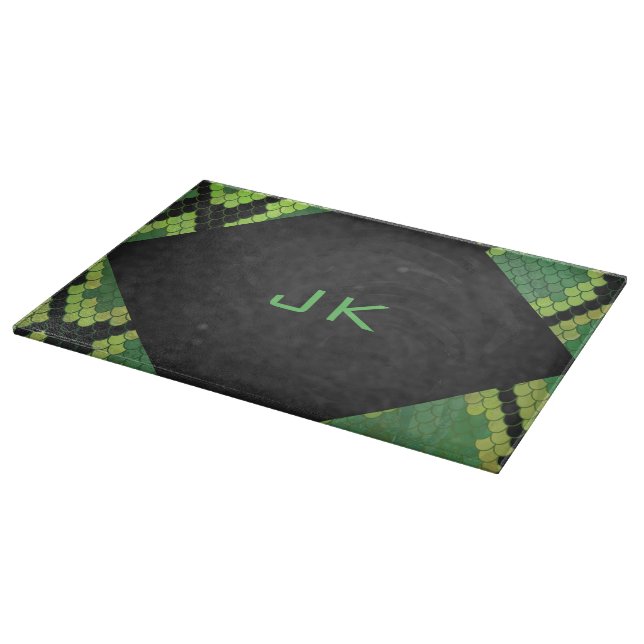 Monogram Snake Green and Black Cutting Board (Corner)