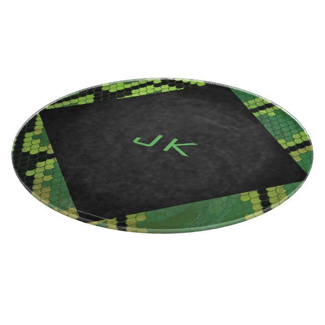 Monogram Snake Green and Black Cutting Board (Corner)