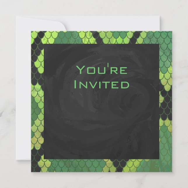 Monogram Snake Green and Black Invitation (Front)