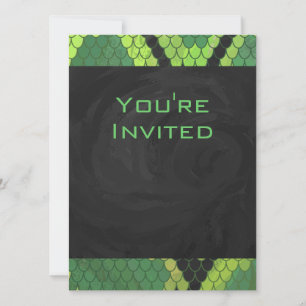 Monogram Snake Green and Black Invitation