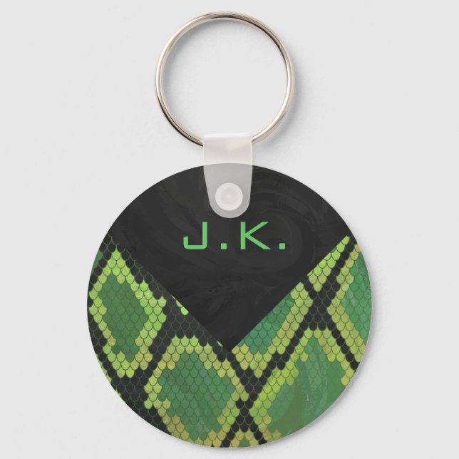 Monogram Snake Green and Black Key Ring (Front)