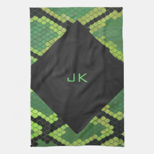 Monogram Snake Green and Black Tea Towel