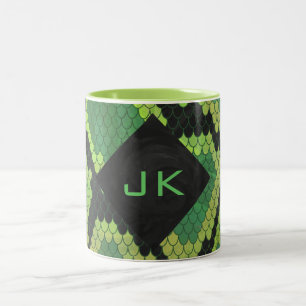 Monogram Snake Green and Black Two-Tone Coffee Mug