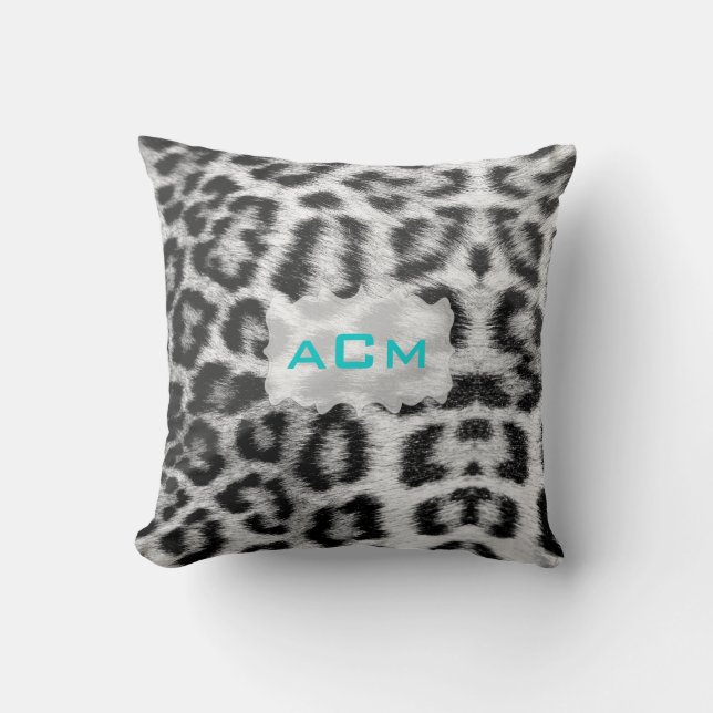 Monogram Snow Leopard Cushion (Front)