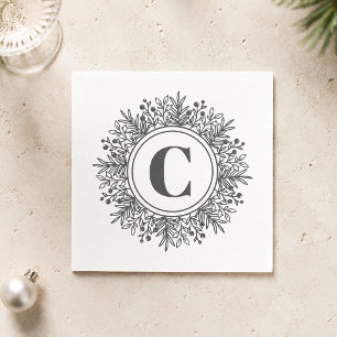 Monogram Snowflake Christmas Napkin