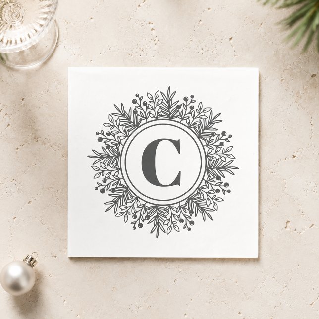 Monogram Snowflake Christmas Napkin (Monogram Snowflake Christmas Napkins)