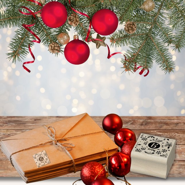 Monogram Snowflake Christmas Rubber Stamp (Creator Uploaded)