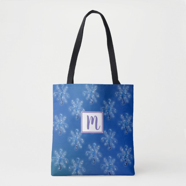 Monogram Snowflakes Tote Bag (Front)
