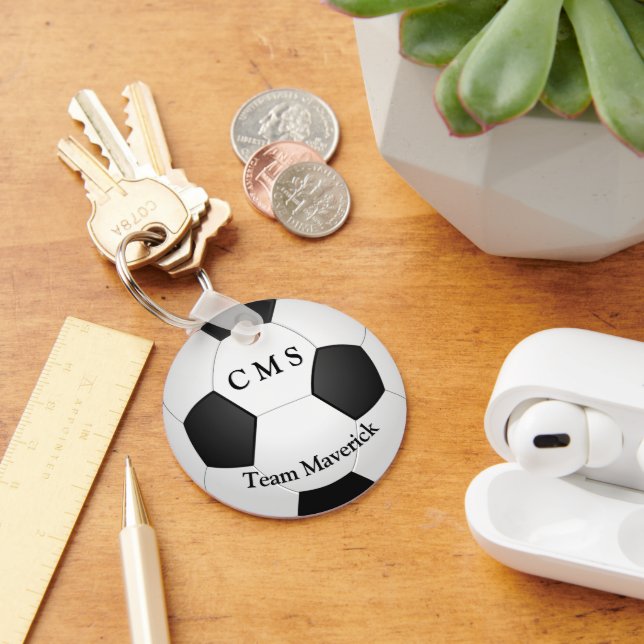 Monogram soccer ball custom text key ring (Desk)