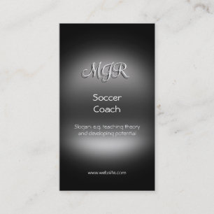 Monogram, Soccer Coach, metal-look Business Card