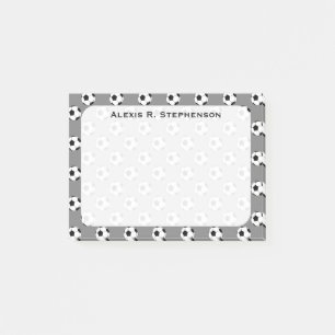 Monogram Soccer Futbol Balls on Medium Grey Post-it Notes