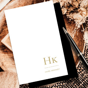 Monogram Social Notecard Elegant Black Gold