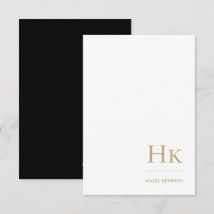 Monogram Social Notecard Professional Black Gold