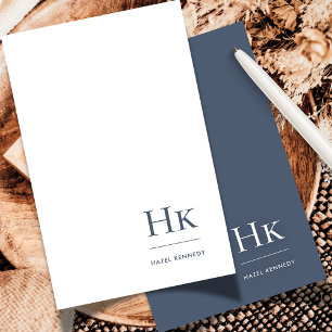 Monogram Social Notecard Professional Navy White