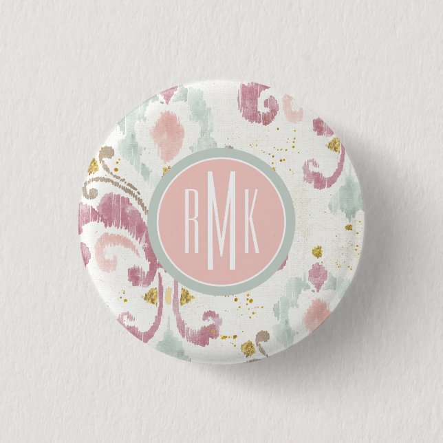 Monogram | Soft Deco Pattern 3 Cm Round Badge (Front)