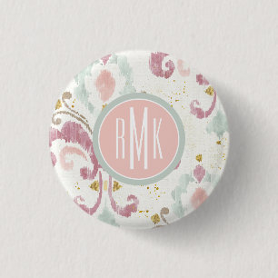 Monogram Soft Deco Pattern 3 Cm Round Badge