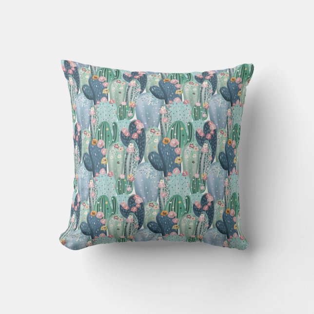 Monogram | Soft Patel Cactus Pattern Cushion (Front)